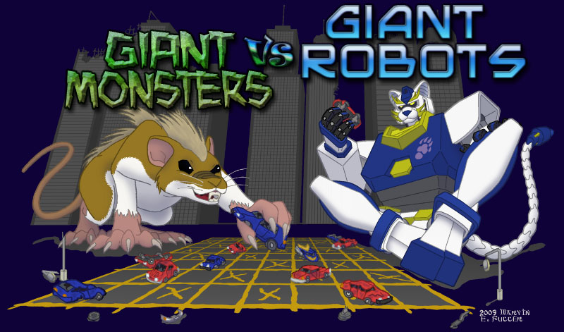 Robots vs Monsters - Art by Justin StinCoy